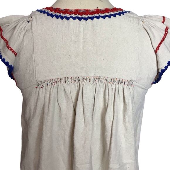 Ulla Johnson Katya Natural Crochet Embroidered Red Blue Ivory Silk Knit Blouse 2 - Picture 11 of 15